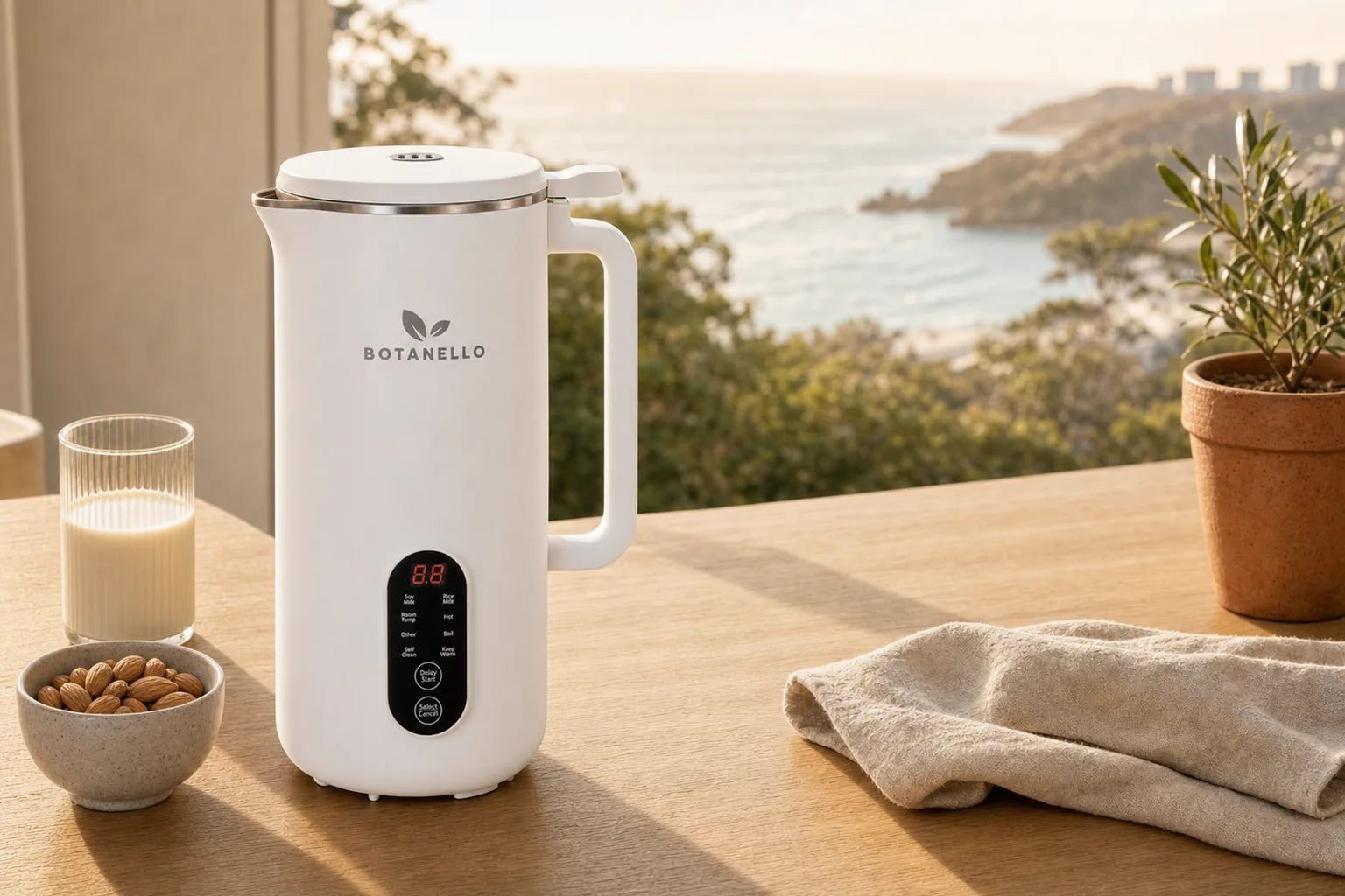 Botanello plant milk maker in a coastal kitchen